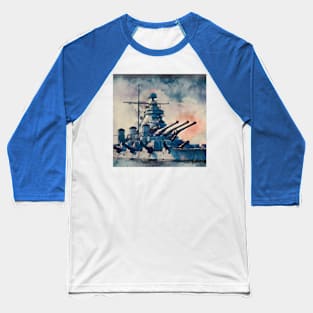 Battleship Watercolor Baseball T-Shirt